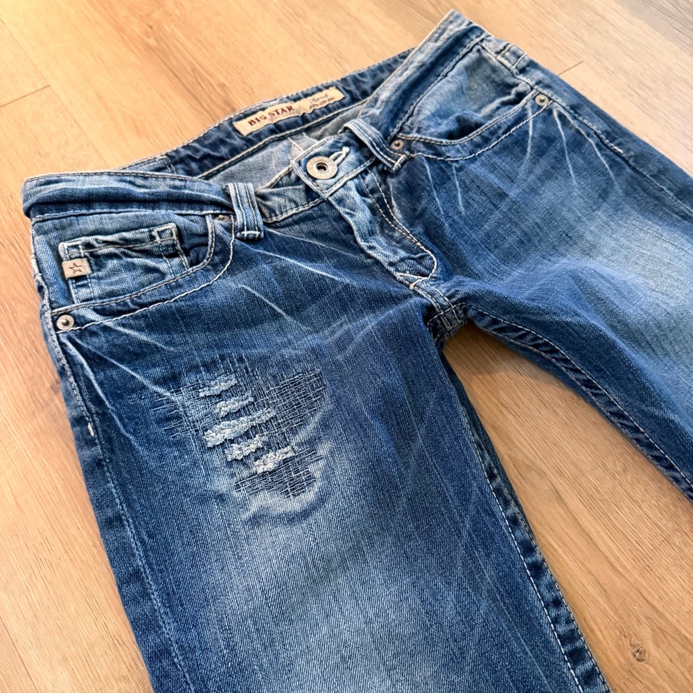 1206 Big Star sweet ultra low rise flare jeans 26R (28x30.5) western rodeo - Picture 13 of 13